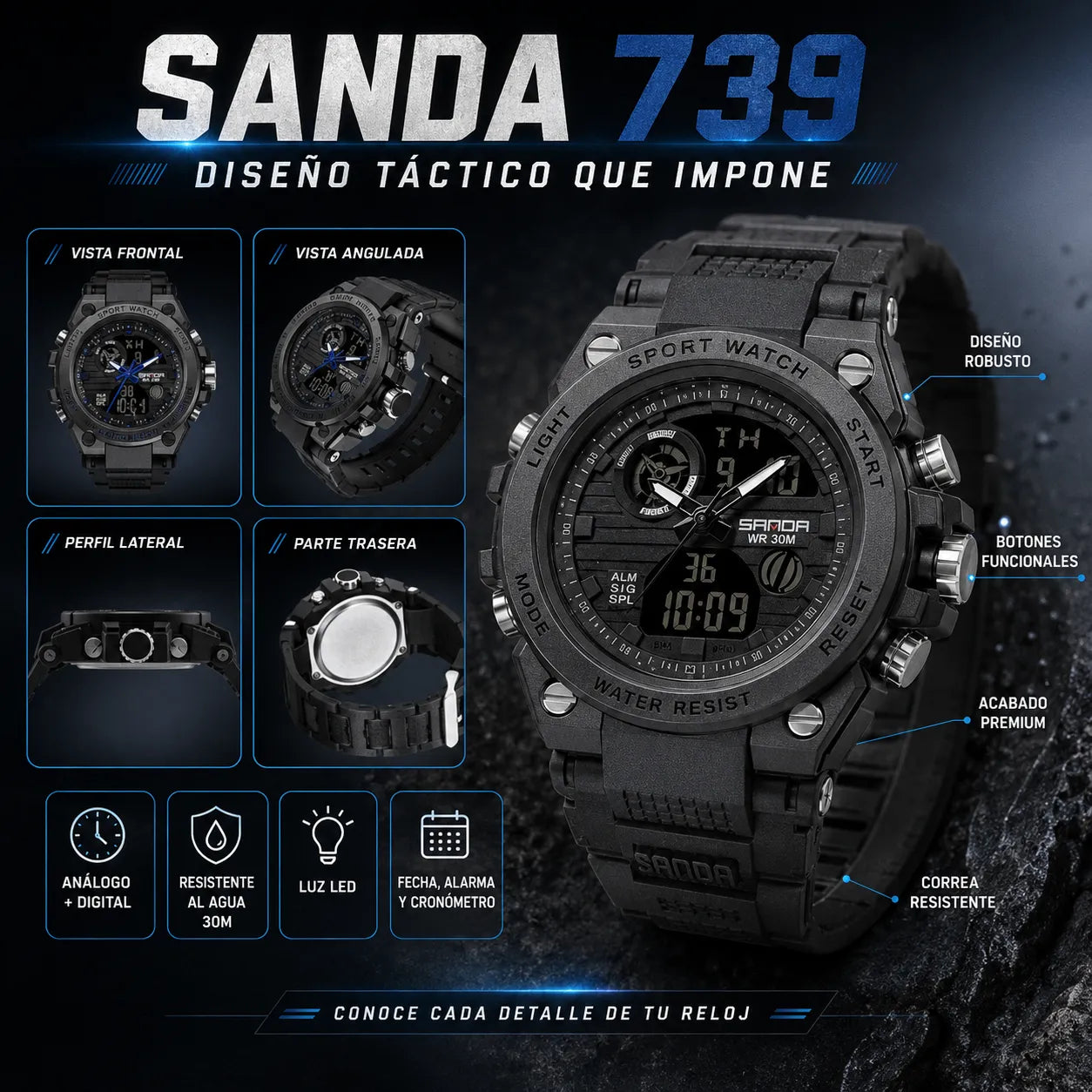 💎⌚ Reloj Sanda 739 Edición Premium — Diseño Militar + 💧 Resistente al Agua + 🚚 Envío GRATIS