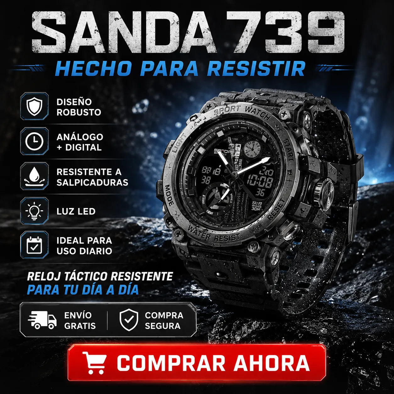 💎⌚ Reloj Sanda 739 Edición Premium — Diseño Militar + 💧 Resistente al Agua + 🚚 Envío GRATIS