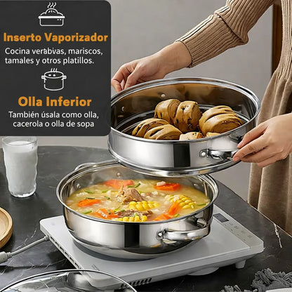 🥦 Olla Vaporera 2 Niveles Pro™ + 🚚 Envío Gratis Cocina saludable sin aceite todos los días.