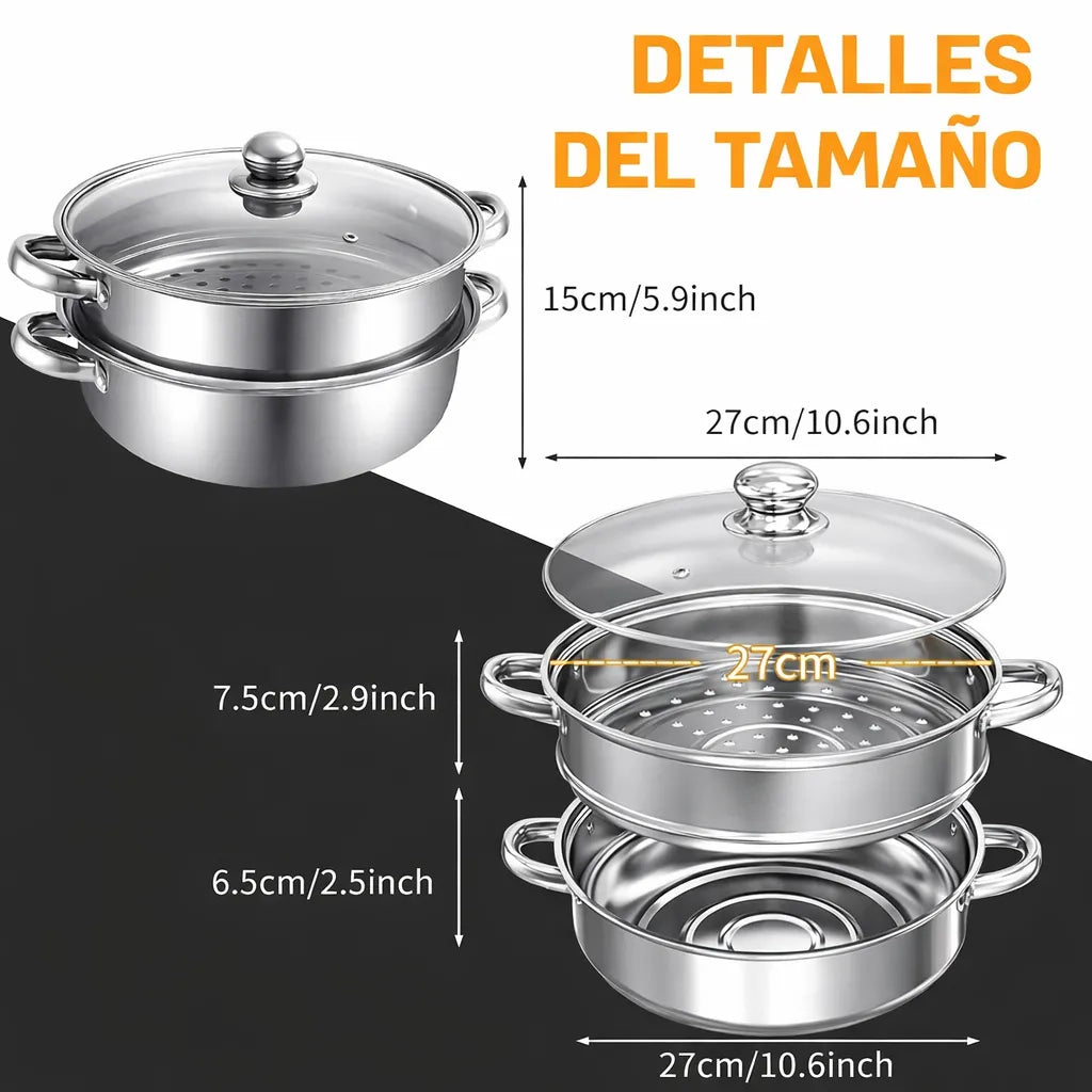 🥦 Olla Vaporera 2 Niveles Pro™ + 🚚 Envío Gratis Cocina saludable sin aceite todos los días.