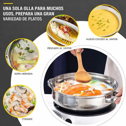 🥦 Olla Vaporera 2 Niveles Pro™ + 🚚 Envío Gratis Cocina saludable sin aceite todos los días.