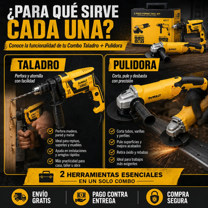 Combo DW 2 en 1 🔩 Taladro + Pulidora 🔥 | Kit Profesional Completo + Envío Gratis 🚚