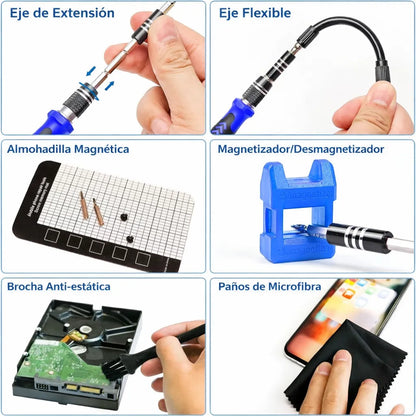🧰 Kit Profesional de Reparación 110 en 1™ + Linterna LED Llavero GRATIS 🔦