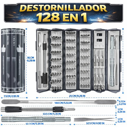 🛠️ Un Solo Kit. Cientos de Usos. Destornilladores de Precisión 128 en 1 ⚙️