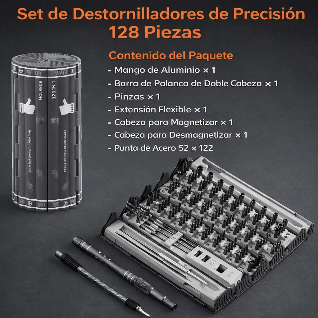 🛠️ Un Solo Kit. Cientos de Usos. Destornilladores de Precisión 128 en 1 ⚙️