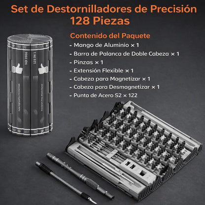 🛠️ Un Solo Kit. Cientos de Usos. Destornilladores de Precisión 128 en 1 ⚙️