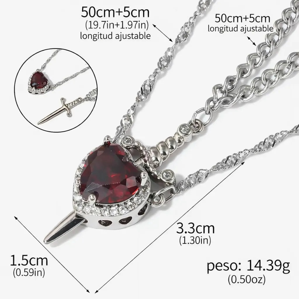 Unidos Para Siempre 💖 Collar Corazón + Espada | Caja + Bono de Regalo ⚔️