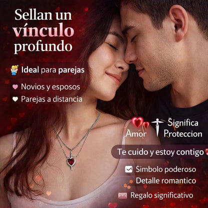 Unidos Para Siempre 💖 Collar Corazón + Espada | Caja + Bono de Regalo ⚔️