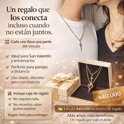 Unidos Para Siempre 💖 Collar Corazón + Espada | Caja + Bono de Regalo ⚔️