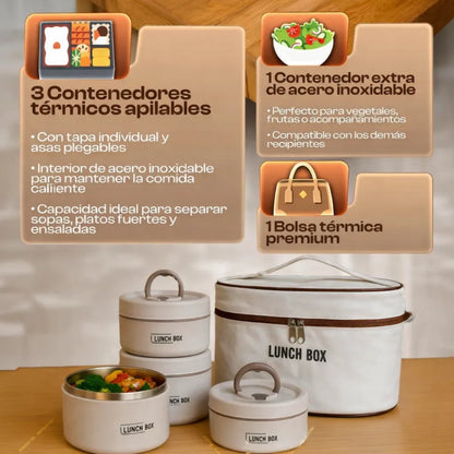 ✨ Lunch Box Térmica 4 Compartimentos | Organiza, Ahorra y Come Mejor + Envío GRATIS 🚚