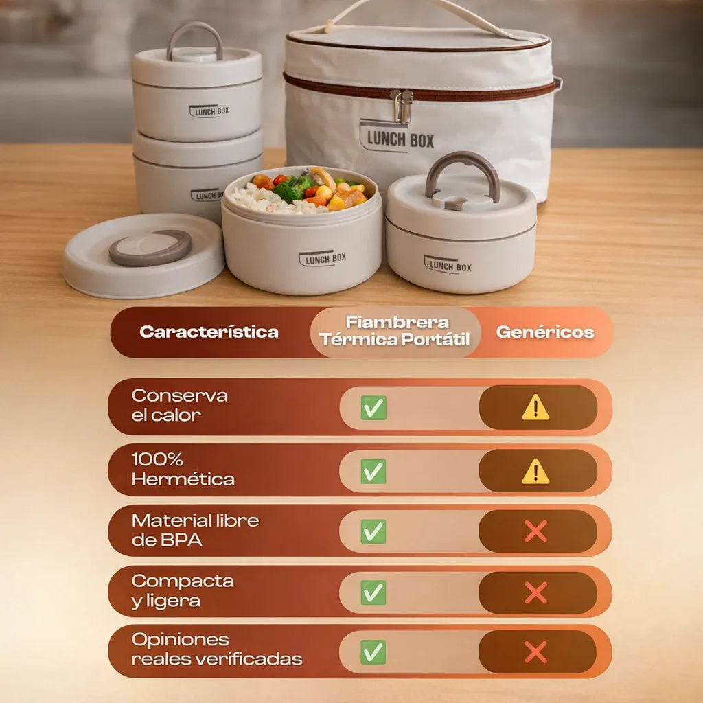 ✨ Lunch Box Térmica 4 Compartimentos | Organiza, Ahorra y Come Mejor + Envío GRATIS 🚚
