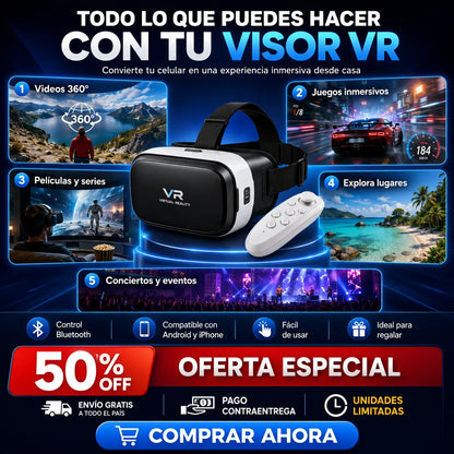 🔥 Gafas VR 3D Avanzadas | Vive la Realidad Virtual Como Nunca Antes 😎 + Envio Gratis