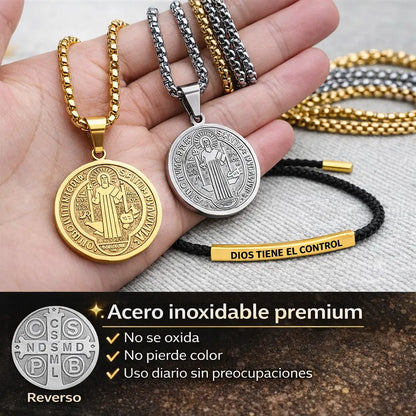 ✨ Pulsera “Dios tiene el control” + Medalla de San Benito 🚚 Envío GRATIS + 2x1 por tiempo limitado