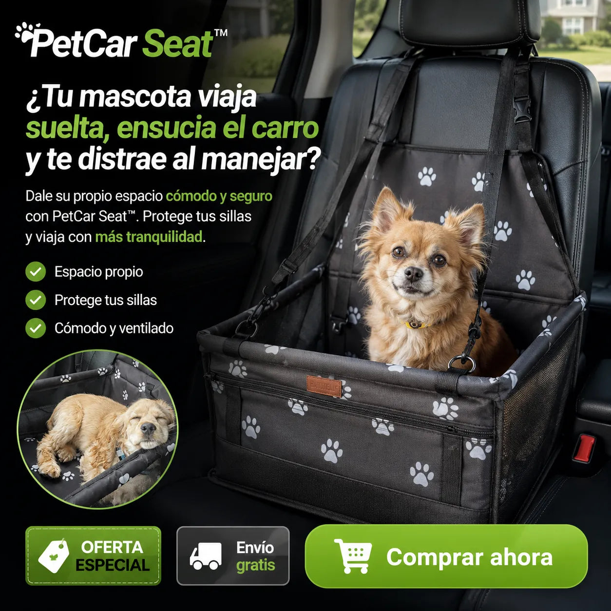 🐶 PetCar Seat™  Viaja sin pelos, sin desorden y con tu mascota feliz + Envío GRATIS 🚗