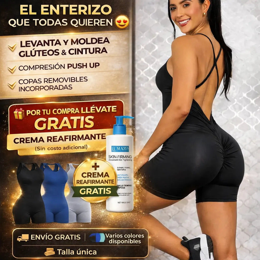 🔥 Realza tu Figura Hoy 💖 Enterizo Push Up + GRATIS Crema Reafirmante de REGALO 🎁