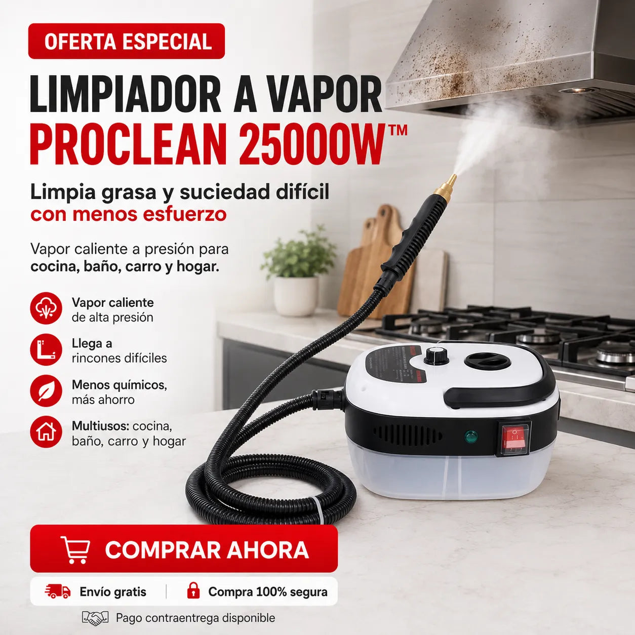 🏠 Limpiador a Vapor Multiusos ProClean™ + Envío Gratis 🚚🔥