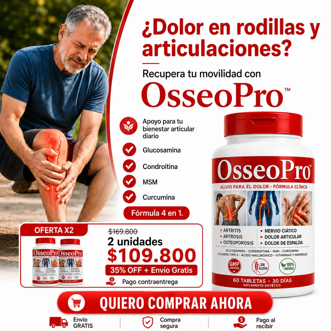 🦴 OsseoPro™ | Te devuelve una vida sana 🚚✨ LLeva 2 UNIDADES (60 Tabletas cada uno)