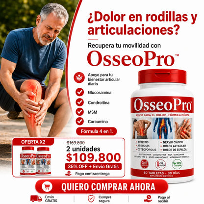 🦴 OsseoPro™ | Te devuelve una vida sana 🚚✨ LLeva 2 UNIDADES (60 Tabletas cada uno)
