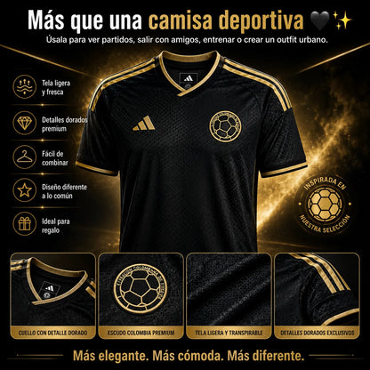 ⚽ Colombia Black Gold 🇨🇴✨ | Camiseta Premium para Hinchas con Estilo + Envío Gratis