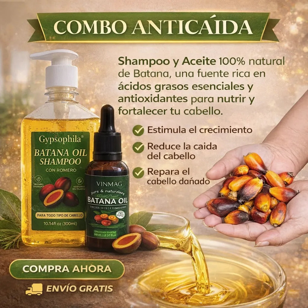 🔥 Combo Anticaída Batana Oil Shampoo + Aceite para Fortalecer tu Cabello ENVIO GRATIS 💡