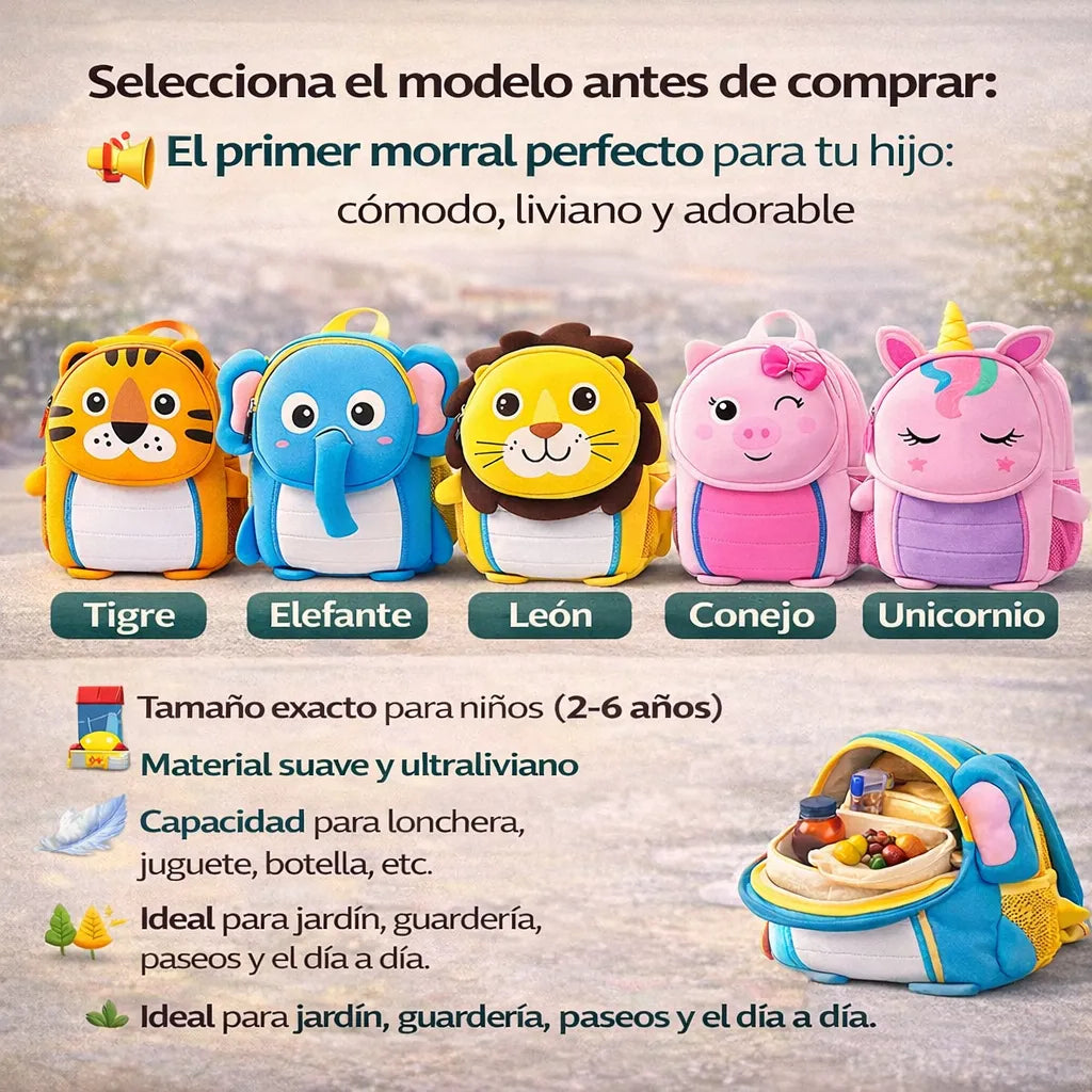 Mochilas de Animales para Niños 🦁🐰 Cómodo y Adorable | Envío Gratis