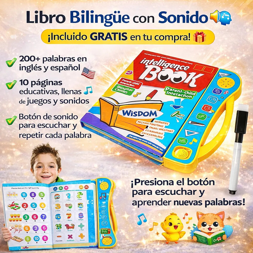 🧠📚 Kit Educativo Bilingüe 3 en 1™ 🎨🔊 + Libro con Sonido GRATIS 🎁 + Envío Gratis 🚚