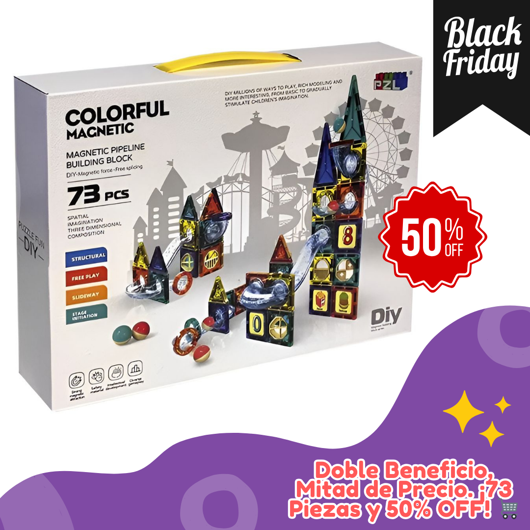 🎢 Set Constructor Magno-Tobogán 73 Piezas 🎁 Tu 50% de Descuento HOY Black Friday 💸