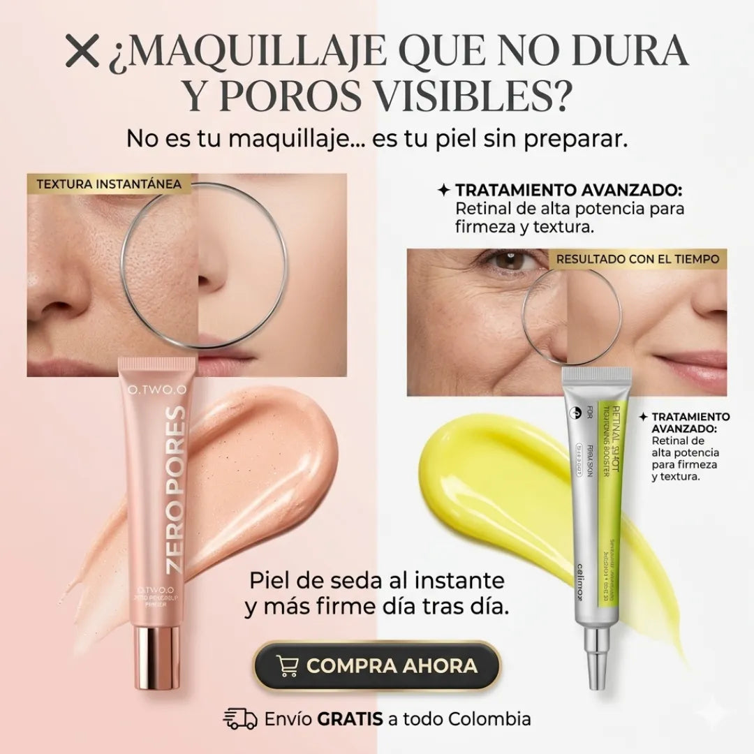 🎁 Llévate 2 en 1: Piel Lisa al Instante + Tratamiento Anti-Edad ✨ Combo Zero Pores + Retinal Shot (Envío GRATIS)