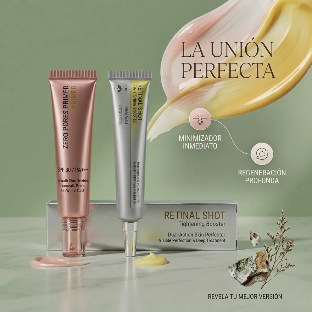 🎁 Llévate 2 en 1: Piel Lisa al Instante + Tratamiento Anti-Edad ✨ Combo Zero Pores + Retinal Shot (Envío GRATIS)