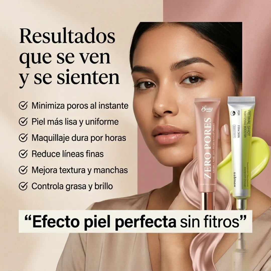 🎁 Llévate 2 en 1: Piel Lisa al Instante + Tratamiento Anti-Edad ✨ Combo Zero Pores + Retinal Shot (Envío GRATIS)