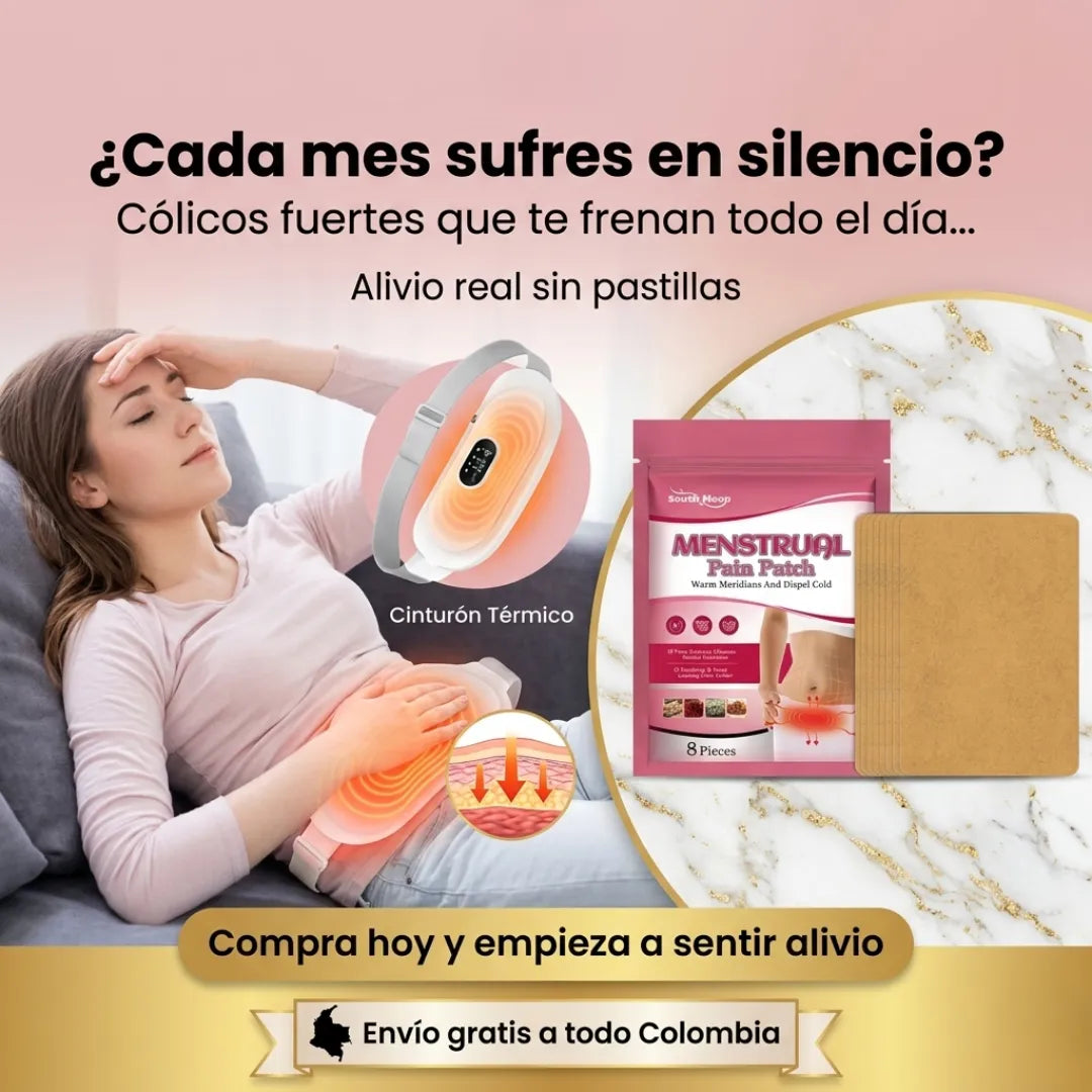 🔥 Kit Completo Anti-Cólicos: El combo que necesitas 💗 Cinturón térmico + parches menstruales 🚚 Envío gratis
