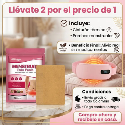 🔥 Kit Completo Anti-Cólicos: El combo que necesitas 💗 Cinturón térmico + parches menstruales 🚚 Envío gratis