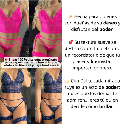 Vuelve a ser el deseo que lo enloquecia 💖 Dalia Secret Brasier + Tanga + Liguero y Recibe Gratis 🛍️ lubricante+ Guía  de Tips para fortalecer tu relación 🔥