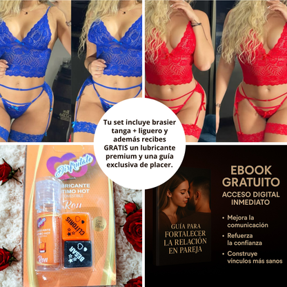 Vuelve a ser el deseo que lo enloquecia 💖 Dalia Secret Brasier + Tanga + Liguero y Recibe Gratis 🛍️ lubricante+ Guía  de Tips para fortalecer tu relación 🔥