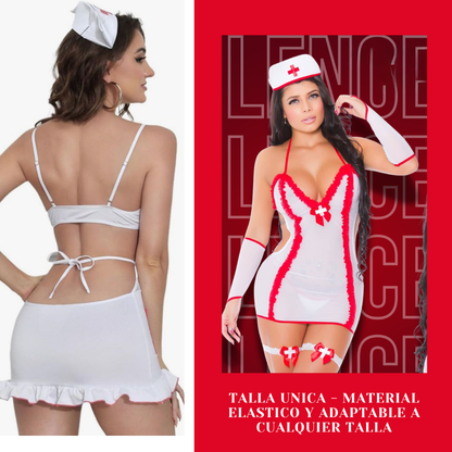 Convierte tu fantasía en realidad: Set Enfermera Prohibida + Tanga + Gorro 👩‍⚕️🔥 + Lubricante Íntimo + Guía para Reconectar en Pareja GRATIS 🎁