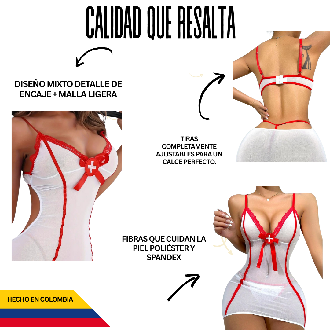Convierte tu fantasía en realidad: Set Enfermera Prohibida + Tanga + Gorro 👩‍⚕️🔥 + Lubricante Íntimo + Guía para Reconectar en Pareja GRATIS 🎁