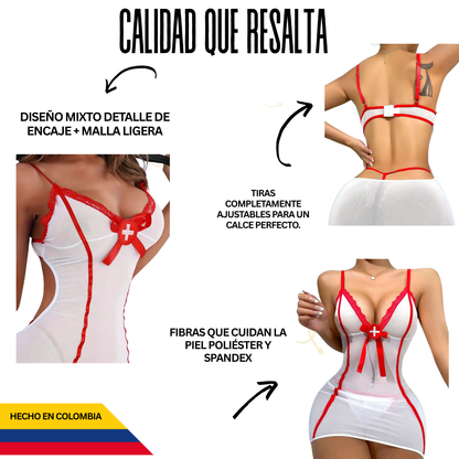 Convierte tu fantasía en realidad: Set Enfermera Prohibida + Tanga + Gorro 👩‍⚕️🔥 + Lubricante Íntimo + Guía para Reconectar en Pareja GRATIS 🎁