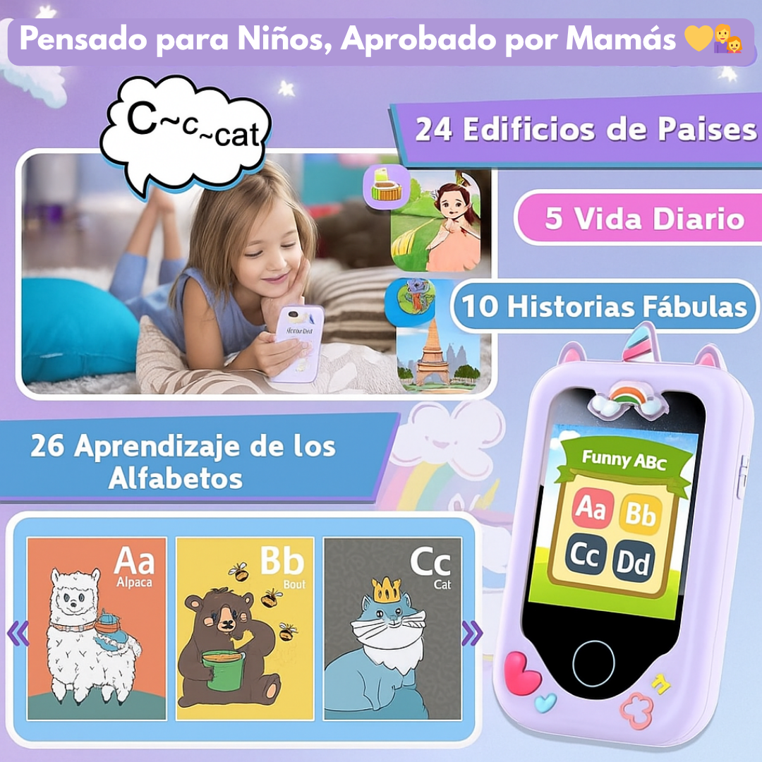 CelKIDS 🔒👶 El celular seguro que sí puedes darle a tu hijo + Carcasa de silicona + Cordón para llevarlo a todas partes + Cargador
