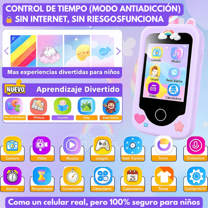 CelKIDS 🔒👶 El celular seguro que sí puedes darle a tu hijo + Carcasa de silicona + Cordón para llevarlo a todas partes + Cargador