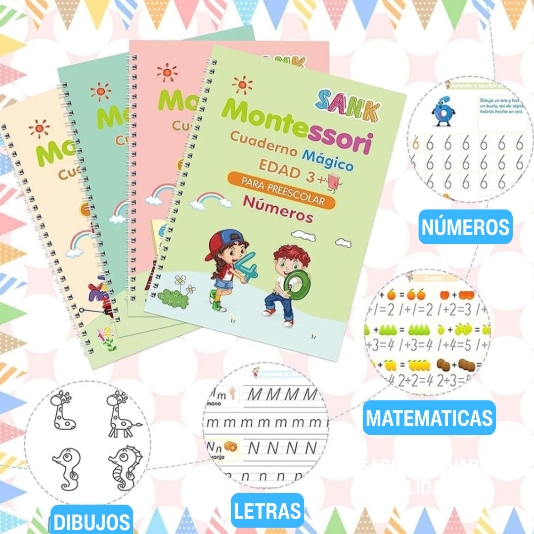 🔥 Descuento Épico del 50%: 📚 Kit 4 en 1 para un Aprendizaje Acelerado+ Lapiceros + Repuestos + 🎁 ¡REGALO libro Montessori!