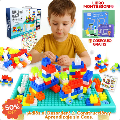 🔥 ¡IRRESISTIBLE! 50% Dto. en tu Pack de Construcción BEINZI (Mesa + Bloques) 100 Pzs + 🎁 Libro Sensorial de Regalo. 🎉