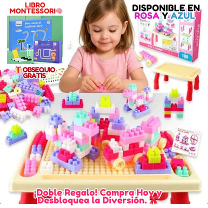 🔥 ¡IRRESISTIBLE! 50% Dto. en tu Pack de Construcción BEINZI (Mesa + Bloques) 100 Pzs + 🎁 Libro Sensorial de Regalo. 🎉