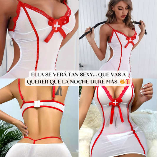 Convierte tu fantasía en realidad: Set Enfermera Prohibida + Tanga + Gorro 👩‍⚕️🔥 + Lubricante Íntimo + Guía para Reconectar en Pareja GRATIS 🎁