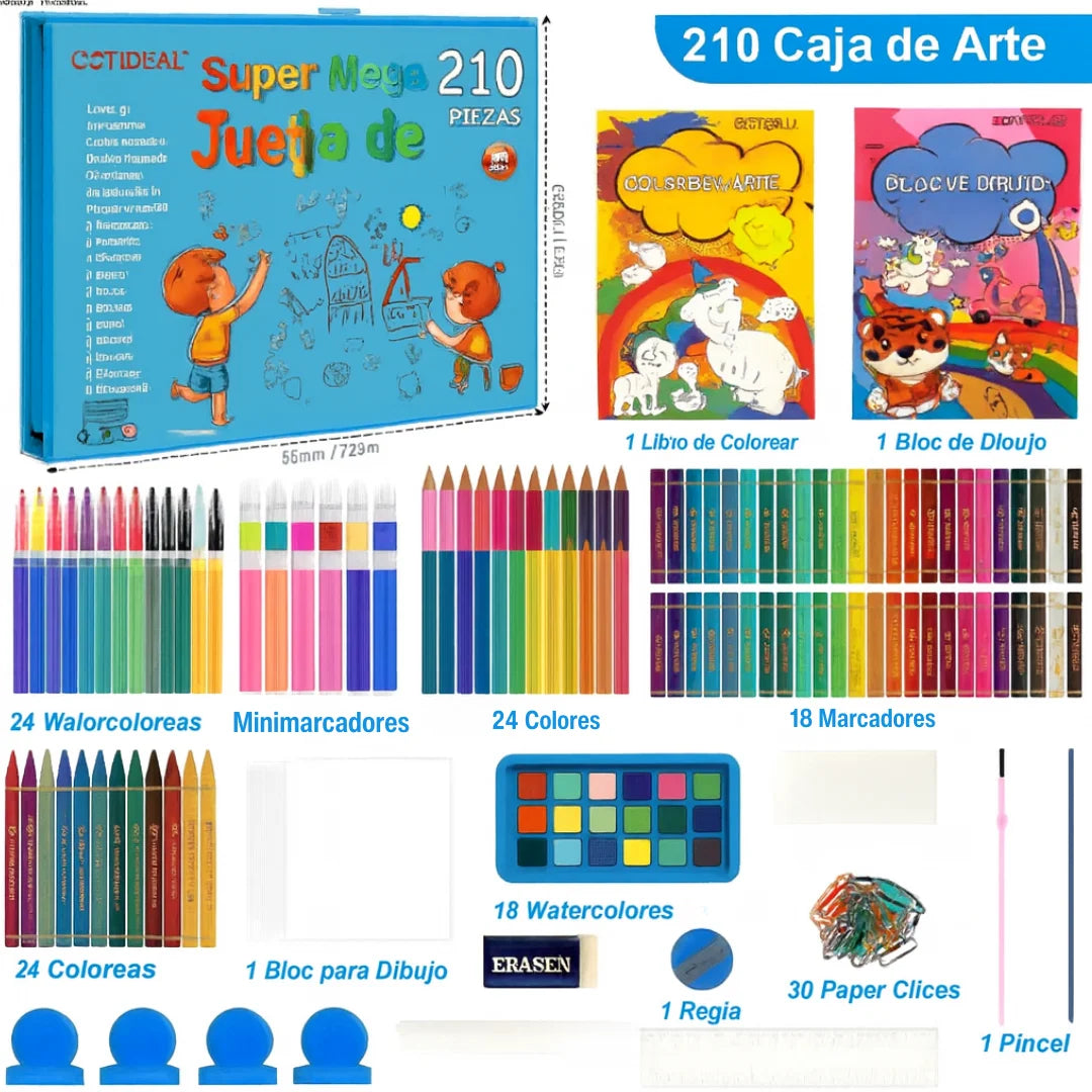 🚀 DESPEGA SU IMAGINACIÓN: Kit Gigante 208 Piezas + Envío GRATIS (Lapiceros, Colores, Acuarelas)🎨 ¡Hoy a Mitad de Precio!