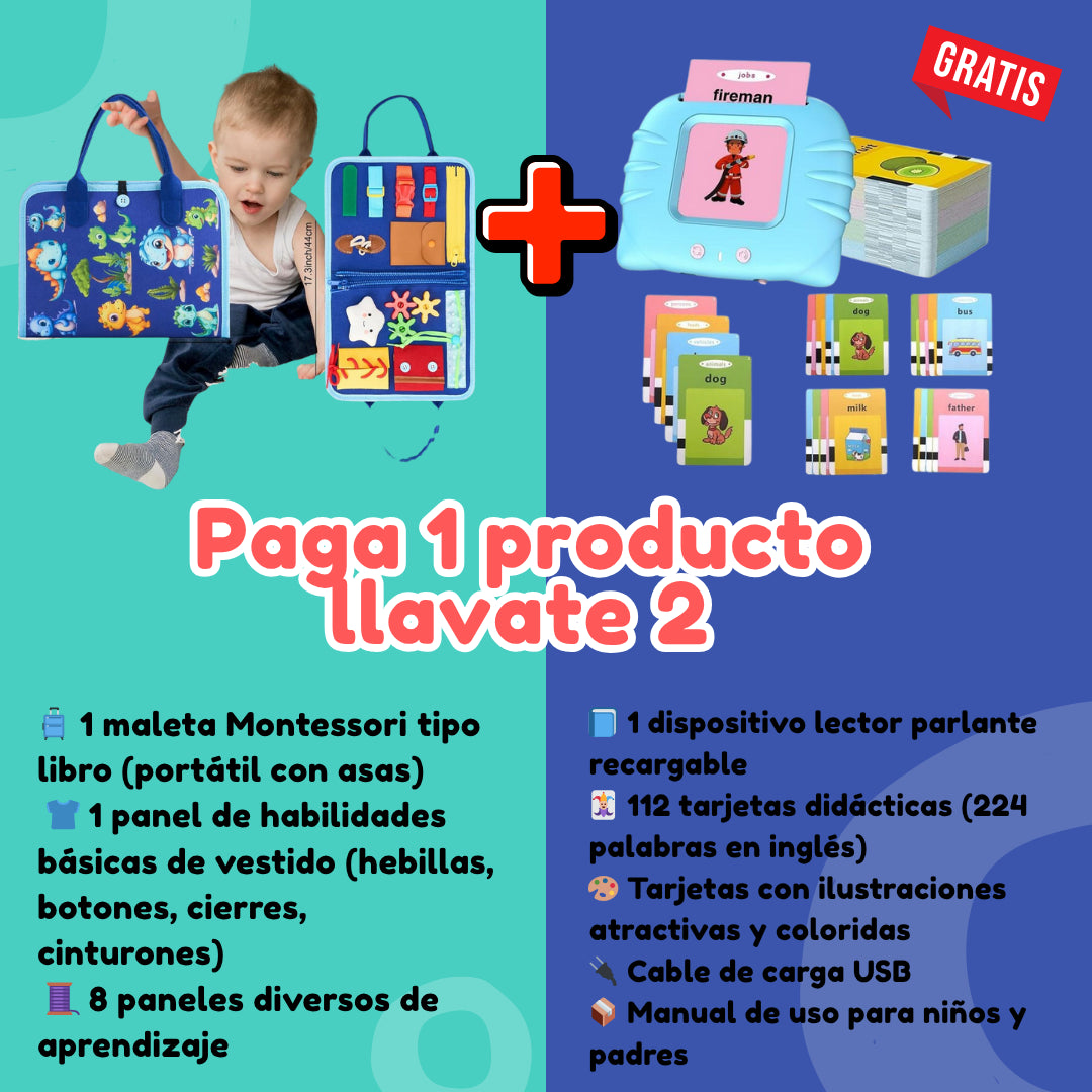🔥 Black Friday: El Pack 2x1 de Desarrollo Infantil. Paga la Maleta Montessori y Llévate el Lector Bilingüe ¡GRATIS! (50% Ahorro)💥
