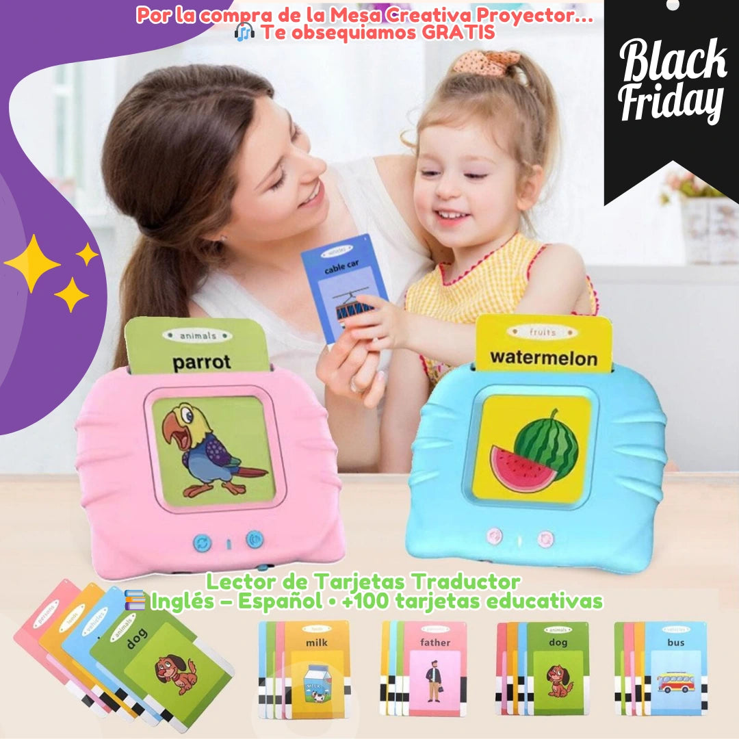 🔥 OFERTA 🧸 Pack Educativo: Mesa de Dibujo con Proyector + Lector de Tarjetas Bilingüe ¡Incluido sin costo!