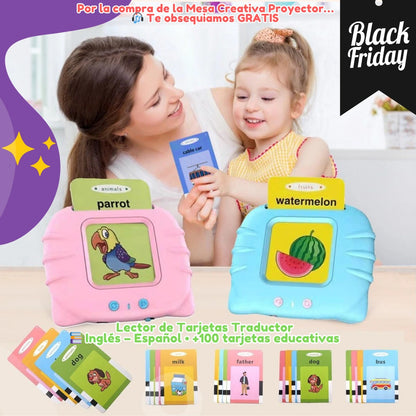 🔥 OFERTA 🧸 Pack Educativo: Mesa de Dibujo con Proyector + Lector de Tarjetas Bilingüe ¡Incluido sin costo!